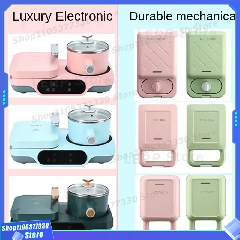 3 in 1 Multifunctional Breakfast Maker with Coffee Toaster and Frying Pan Stainless Steel Digital Control for Home Kitchen