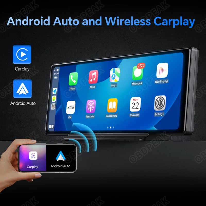 T30 10,26 AI-экран Видеорегистратор Android 13, система Carplay Android AUTO 5G WIFI GPS-навигация Зеркало заднего вида Видеорегистратор