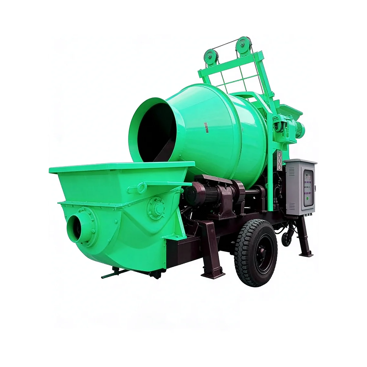 Multifunctional Portable Cement Mixer Pump Diesel Driven Mini Concrete Drum Mixing Pump for Household Building Renovation