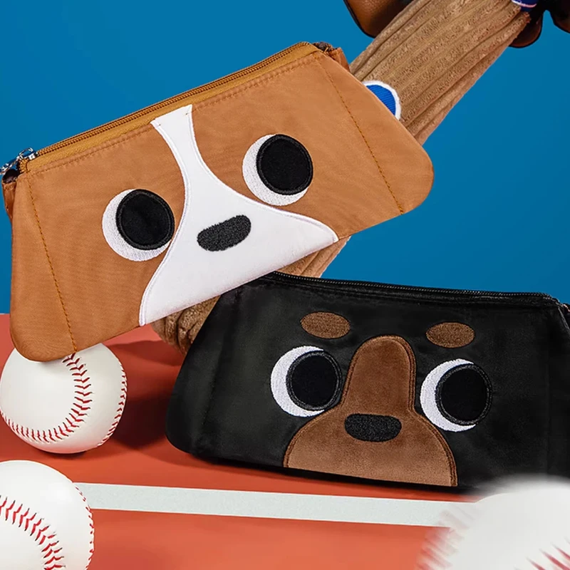 

Большой вместительный пенал Hongdian с милым дизайном в стиле бейсбольного мяча и собаки, модный нишевый канцелярский мешочек для мальчиков и девочек начальной и средней школы