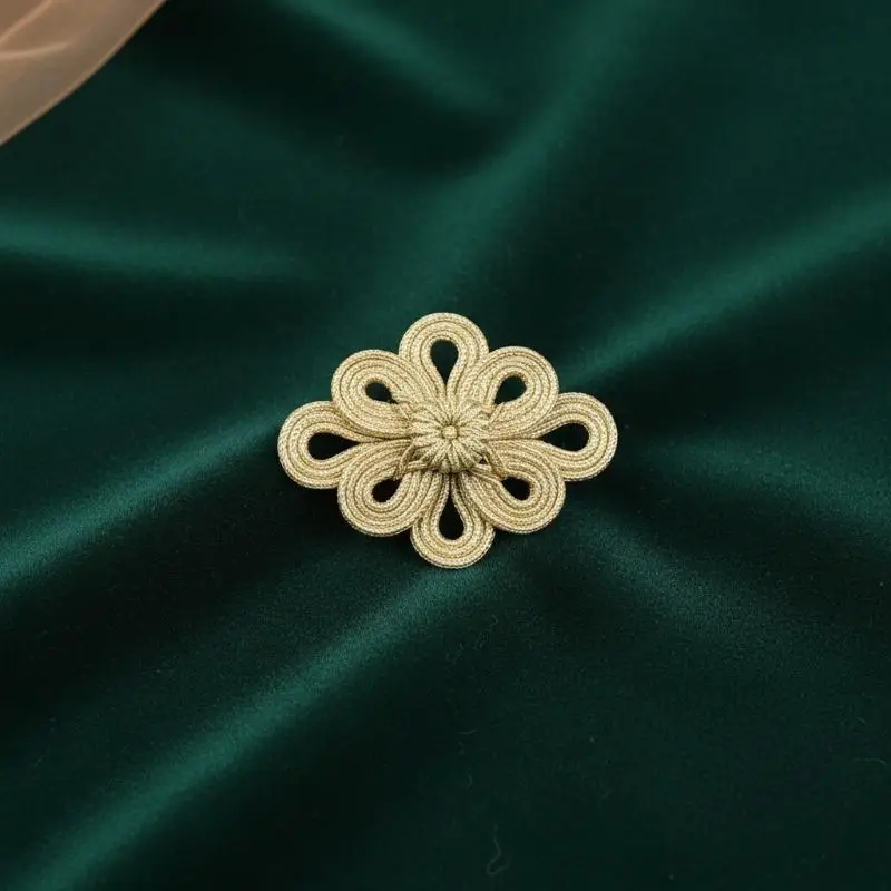 Vintage Chinese Knot Buttons Gold Lace Trim Clasps For Cheongsam Decor Dance Dress DIY Sewing AccessoriesHot