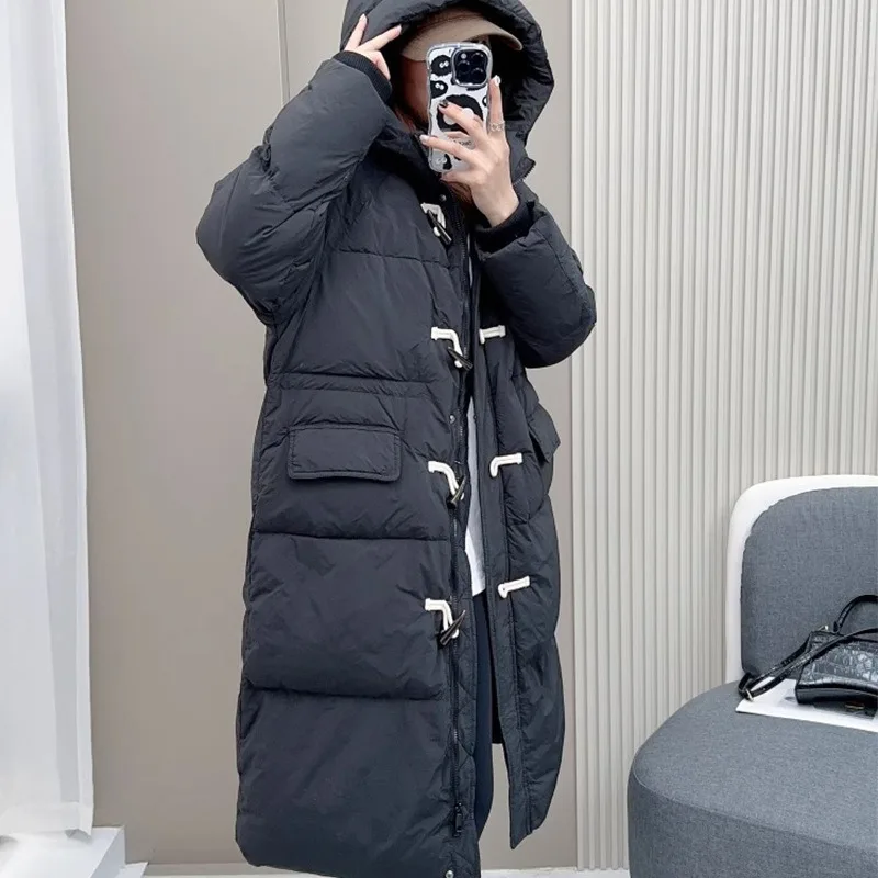 Kapuze Parka Mantel neue Frauen Daunen jacke Wintermantel weibliche Midi Länge Version Parkas lose dicke warme Outwear vielseitig