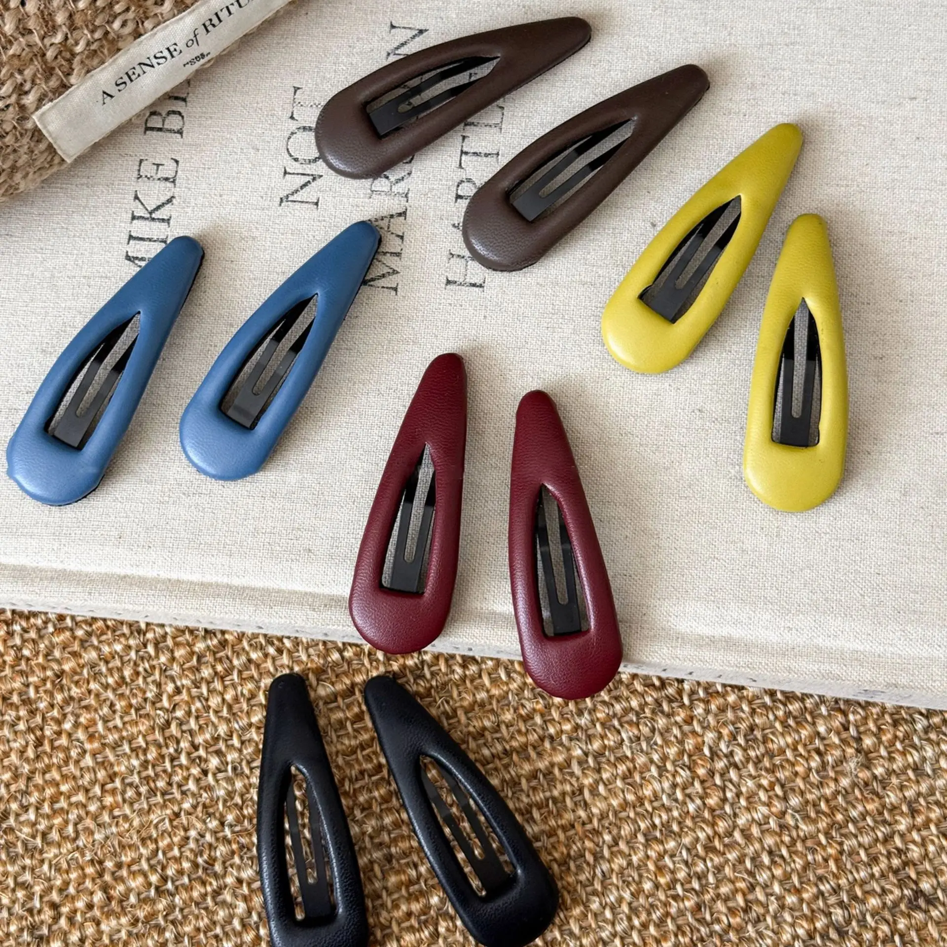 Solid Color Frosted Hollow Out BB Clips Water Droplet Hair Clip Women Girls Simple Fashion Versatile Headwear Hair Accessories