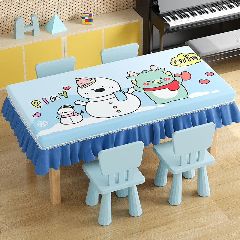 Kindergarten Tablecloth Table Skirt Table Cover Textile Crafts Flannel Durable Polyester Offers  Reusable & Washable Protection