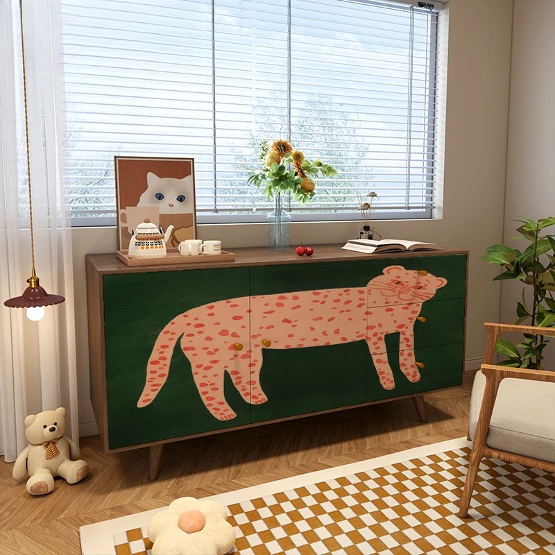 

Solid wood side cabinet dining side wall integrated chest of drawers storage living room storage cabinet