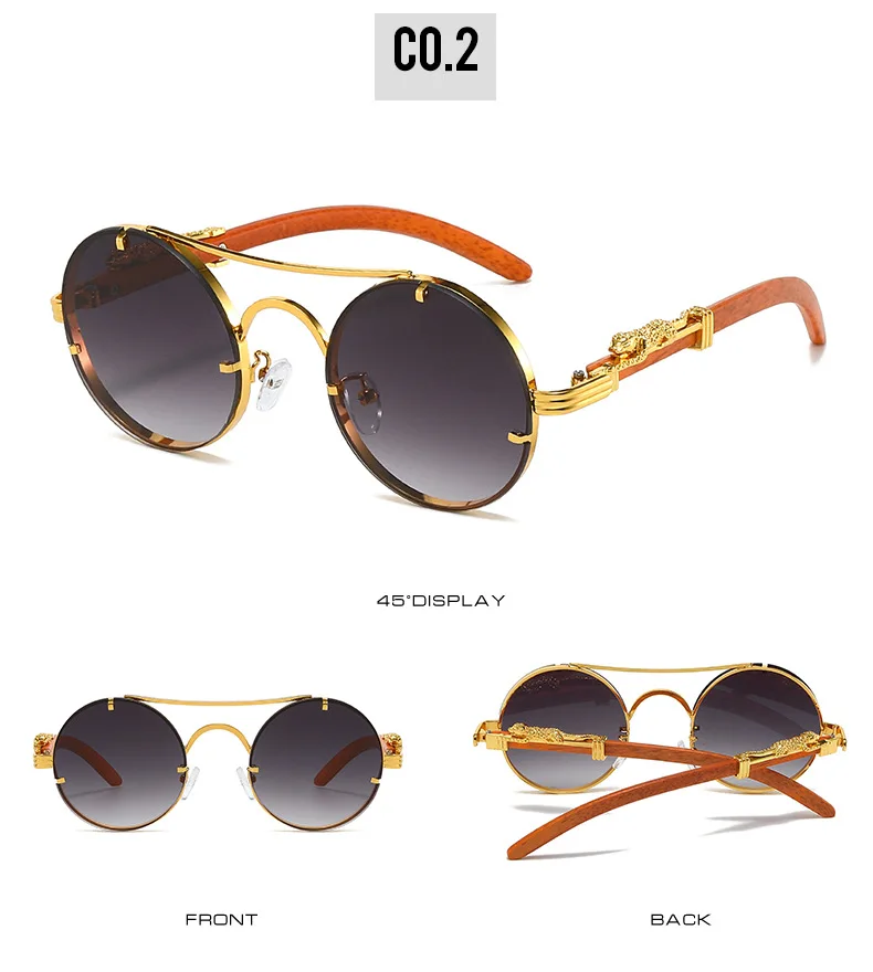 Vintage Runde Sonnenbrille Männer Frauen Luxus Marke Designer Gepard Metall Casual Brillen UV400 – Detail 7