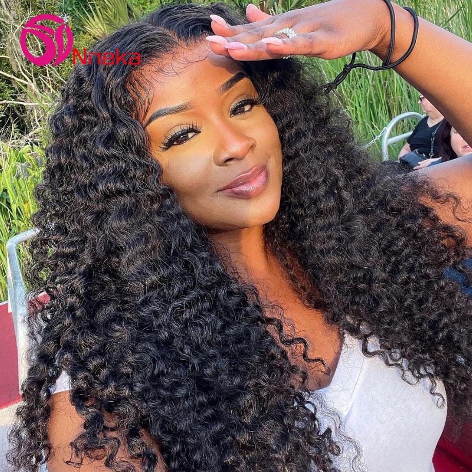 

13x6 Hd Lace Frontal Wig Deep Wave Human Hair 100% Preplucked 200 Density Water Wave 13x4 Lace Front Wigs For Black Women