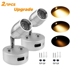 2PCS RV Interior Reading Led Spot Light Dimmiable 360 Degree Rotatable Lamp for Boat Caravan Motorhome Trailer Truck Yacht