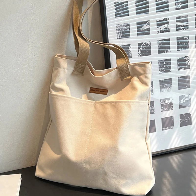 Women's Tote Bag Canvas Sewing Thread Large Capacity Simplicity  Handbag Convenient Fashion Versatile Female's Commuter Bags