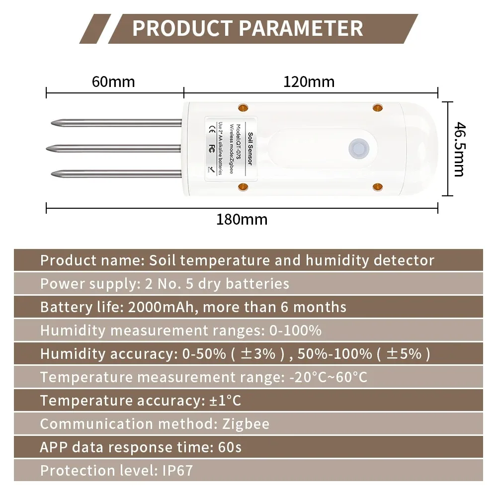 Tuya Zigbee bezprzewodowy miernik wilgotności gleby Bluetooth Tester temperatury i wilgotności aplikacja Monitor w czasie rzeczywistym IP67 sonda ze