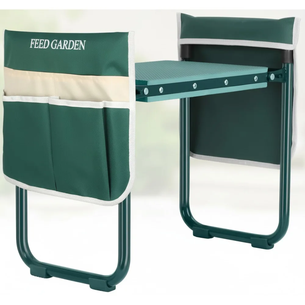 

Foldable Garden Kneeler & Seat with Wide Pad, 2 Tool Pouches - Comfortable Gardening Stool for Seniors Women Men