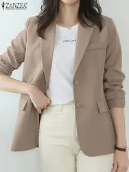 2023 Spring Women's Blazer Suits Casual Solid Single Breaste Coat Jacket ZANZEA Stylish Female Chic Outwear Long Sleeved Tops