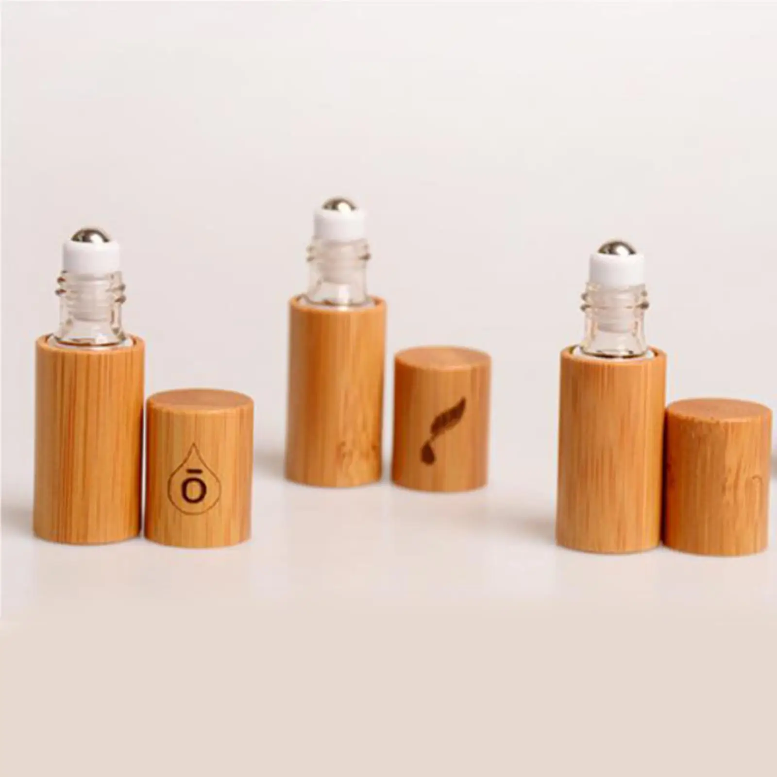 5ml Bamboo Empty Essential Oil Roller Bottles ,Clear Glass Inner Convenient