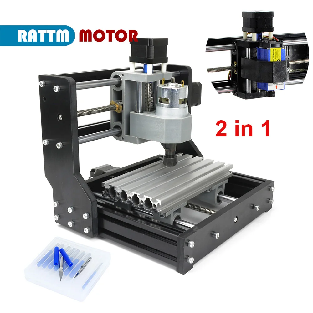 RATTM 1610Pro Mini CNC Milling Machine Upgrade GRBL  DIY 3 Axis Laser Engraving Machine CNC Router Table for PCB Wood Cutter