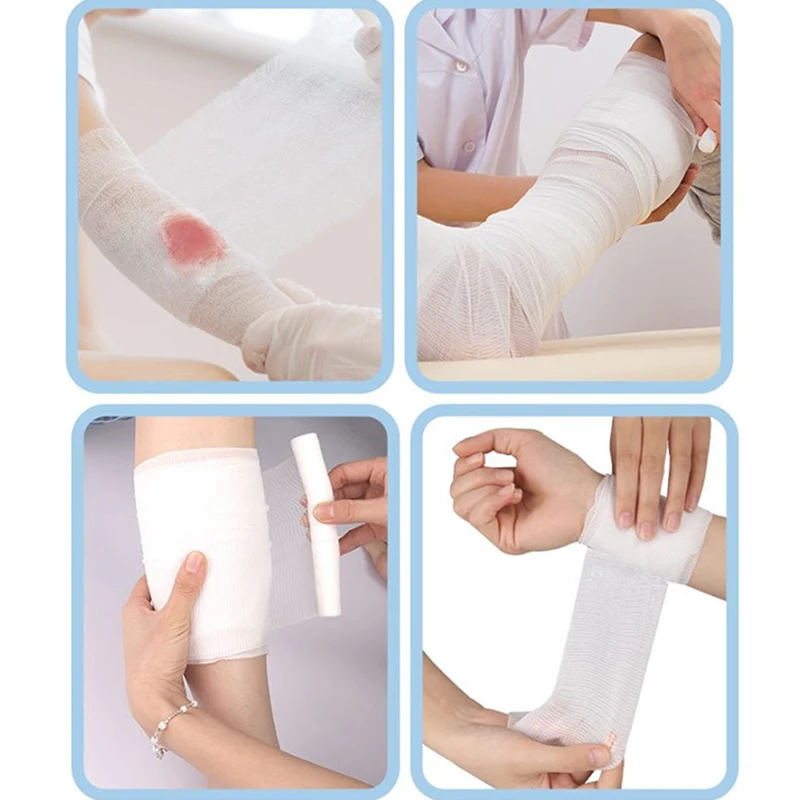 1 Roll Elastic Gauze Bandages Mesh Tie Bandage Wound Dressing Plaster 5cm/7.5cm/10cm/15cm X 4.5m Skin Friendly Breathable Patch