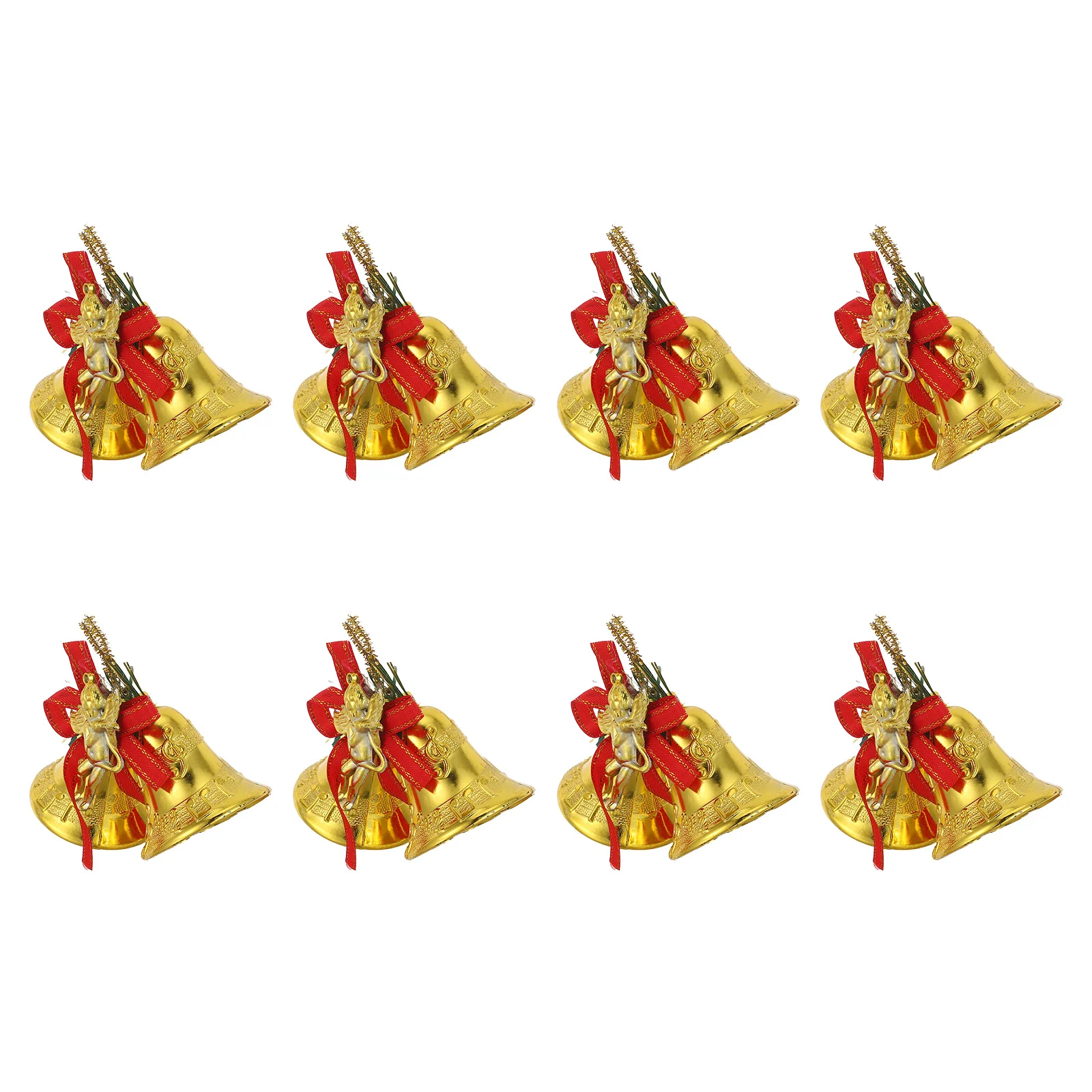

8pcs Christmas Tree Bells Pendants 4.5Cm Golden Jingle Bells Plastic Hanging Decor For Xmas Wreaths Garlands Gift Wrapping