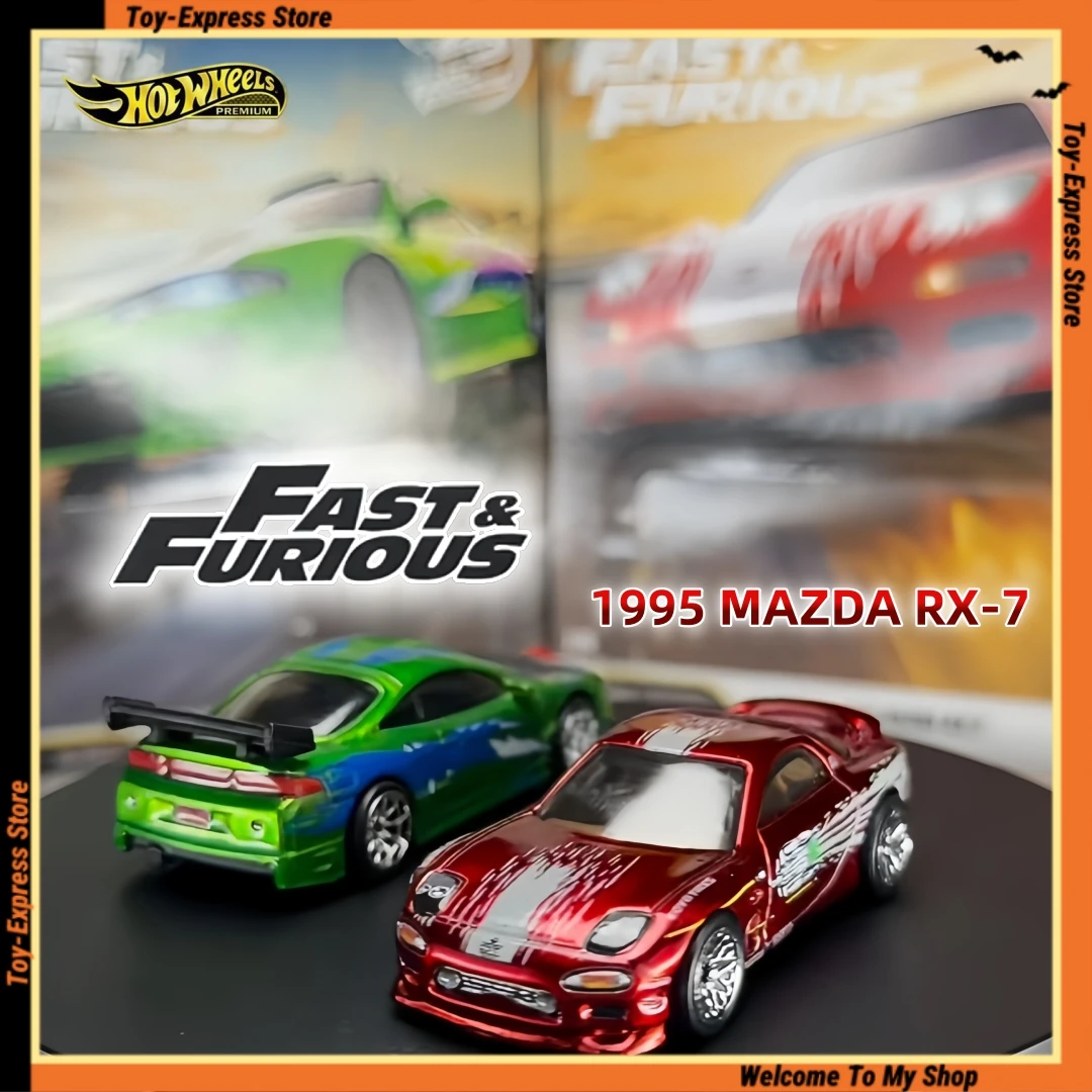 hot-wheels-premium-new-fast-furious-1995-mazda-rx-7-rare-diecast-collectible-1-64-car-model-alloy-vehicle-toy-collectors-gift