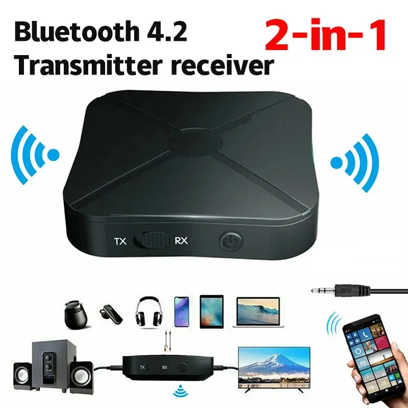 KN319 Bluetooth 4.2 Receiver and Transmitter Audio Music Stereo Wireless Adapter RCA 3.5mm AUX Jack Cable For Speaker TV Car PC