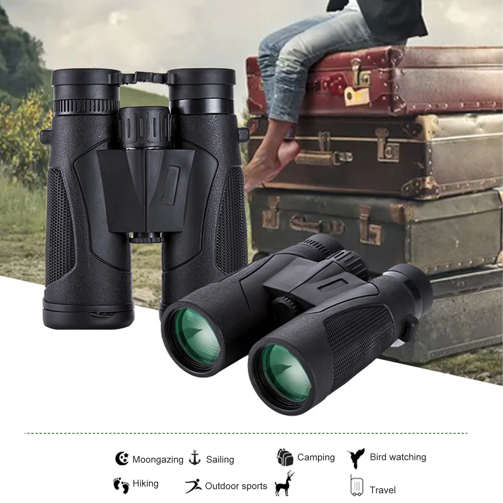 

10x42 бинокль для взрослых, профессиональный HD бинокль с призматической линзой для наблюдения за птицами, путешествий, спорта на открытом воздухе, HD бинокль с призмой