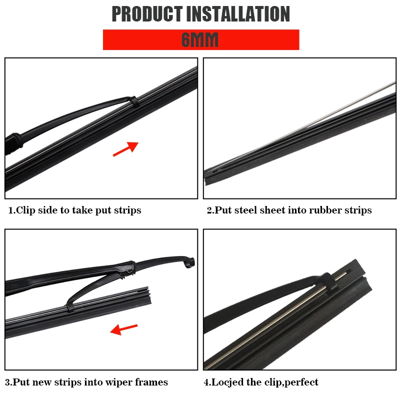 KAWOO 8mm/6mm Car Windscreen Wiper Blade Insert Soft Rubber Strip (Refill) 14\