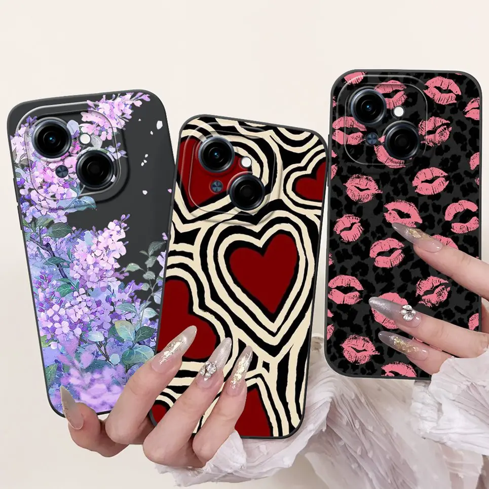 Tecno Spark GO 1/Spark GO 2025/Pop 9 뒷면 커버 Funda 꽃 나비 여성 패션 소프트 폰 케이스 액체 실리콘 Etui