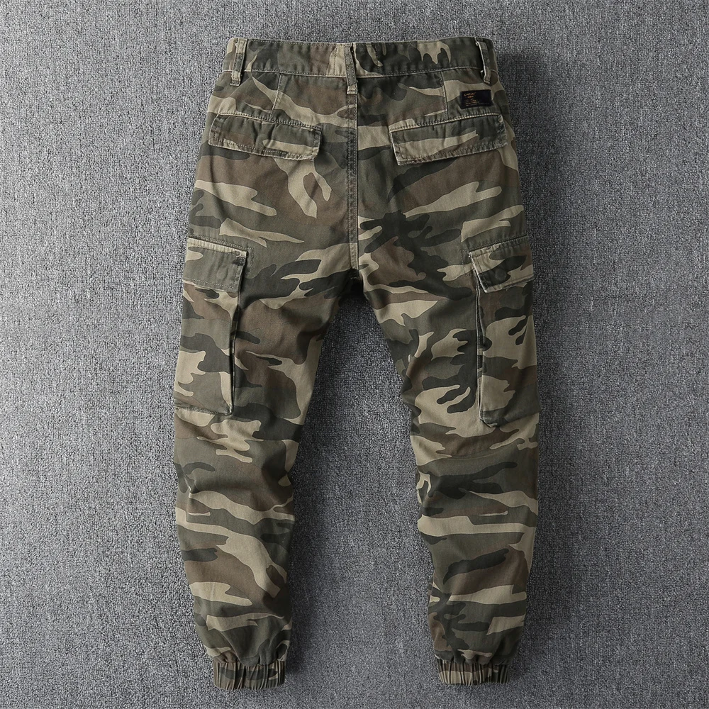 Men\'s Tactical Camo Trousers Autumn Multi-Pockets Cargo Pants Cotton Outdoor Hiking Pants Fashion Street Casual Pants