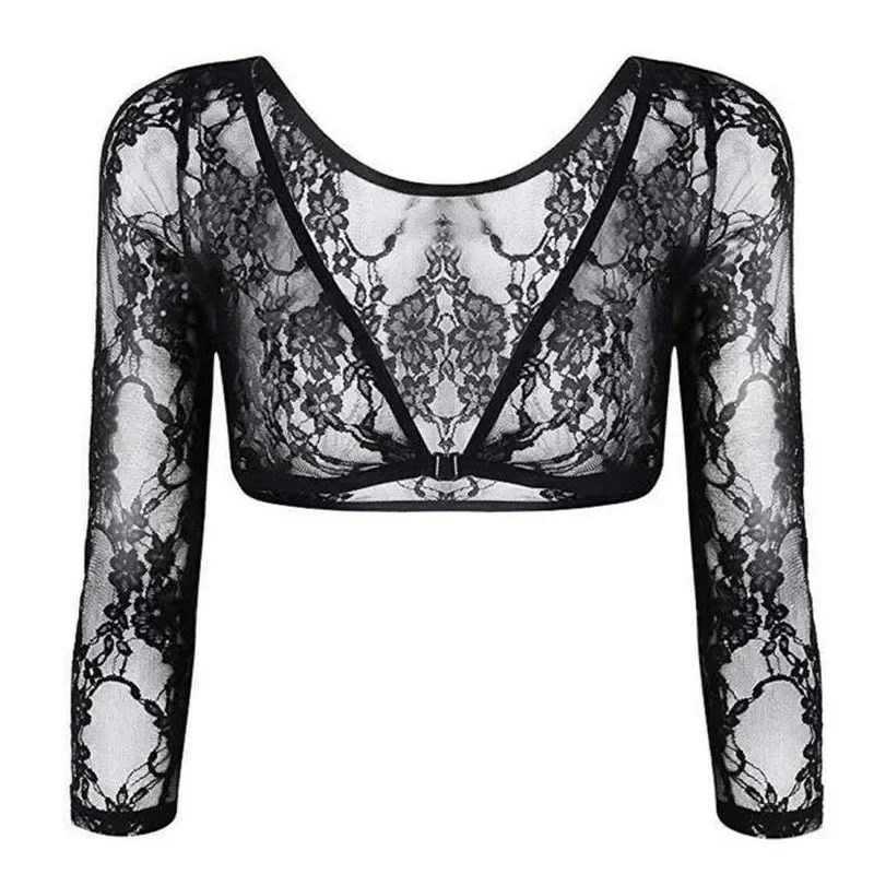 Women Sheer Seamless Arm Shaper Tee Top Mesh T Shirt mujer Sexy Deep V-neck Strap Crop Tops Both Side Wear T-Shirts