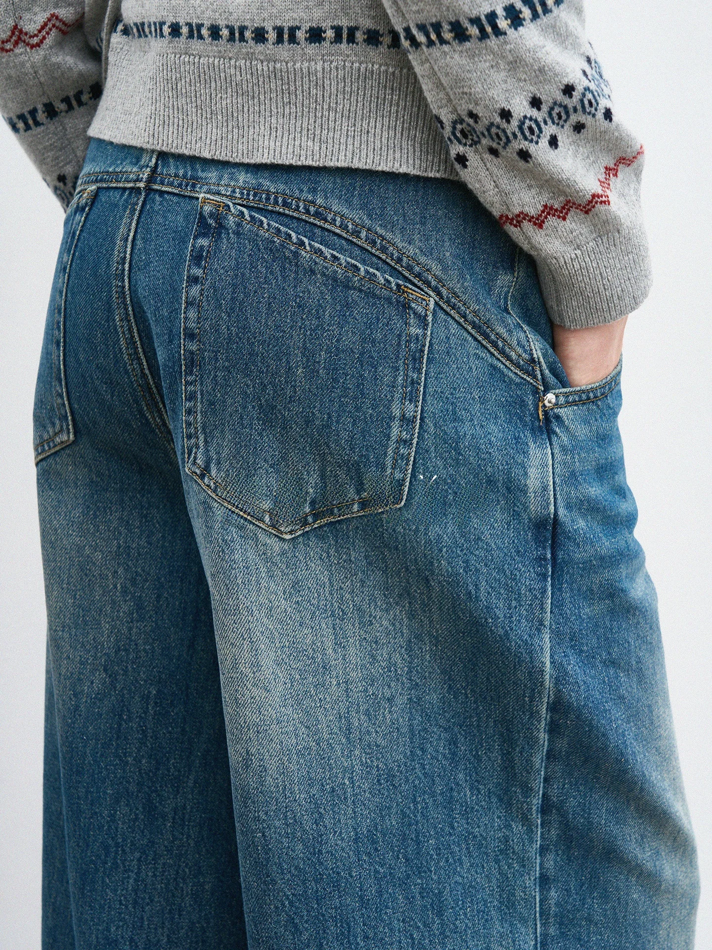 

New Arrival Dan Ran Vintage Wide Leg Jeans Women's Casual Versatile Straight Cut Loose Fit Comfortable Breathable Cotton Blend