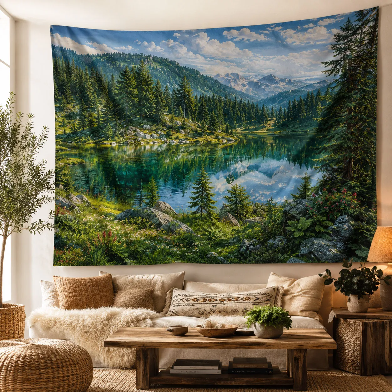 Aesthetic Nature Tapestry Mountain Forest Landscape Wall Hanging Blanket Boho Room Decor Fabric Tapestries Move House Gift