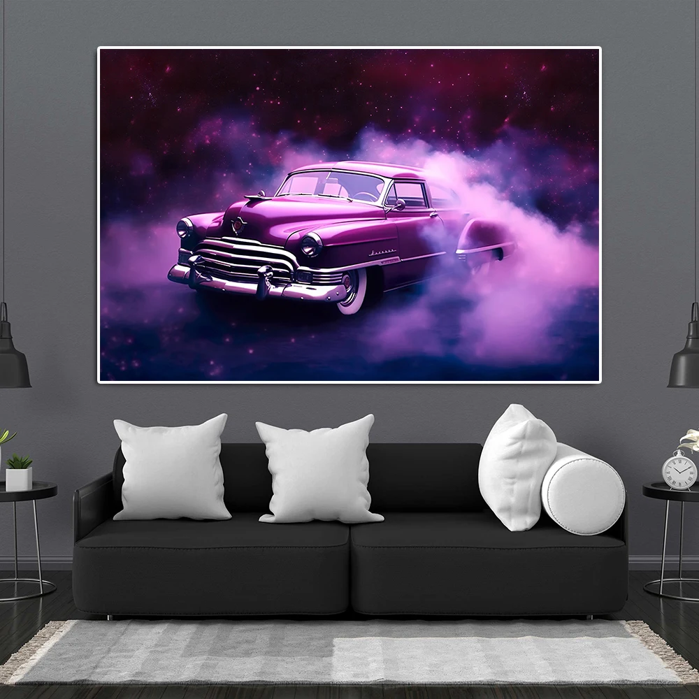 Classic Retro Sports Car Canvas Painting Abstract Racing Graffiti Poster Print Vintage Supercar Wall Art Living Room Home Decor