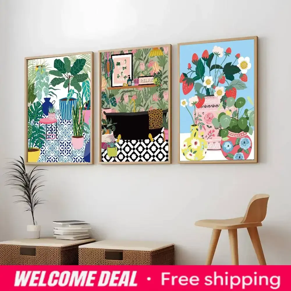 2026  B-Boho Botanical Plant Poster Canvas painting poster with prints Home bedroom living room decoration gift