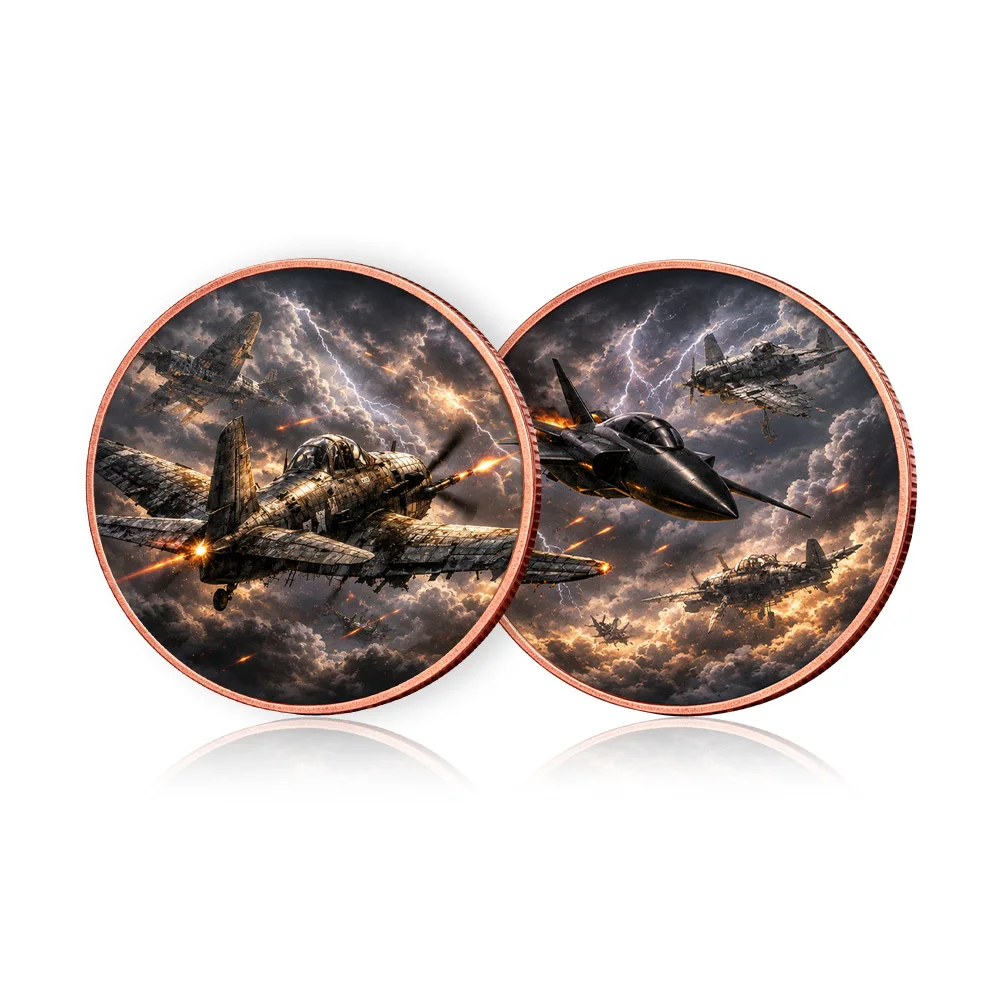 1 oz 999 Copper Coin Military War Fighter Plane Copper Coin 1 Troy Ounce Jet Combat Aviation Challenge Coin for Collectors