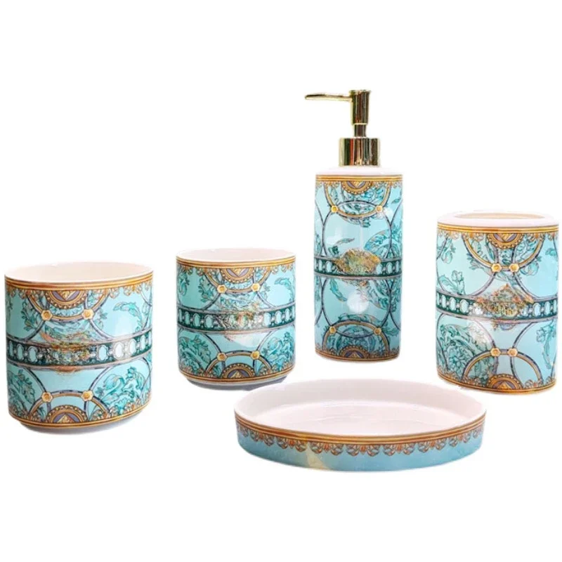 European-style bathroom wash cup emulsion bottle retro fashion bathroom group hotel model room bathroom supplies set