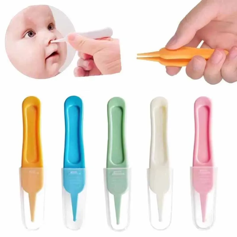 5pcs Set Baby Nose Cleaner Tweezers Care Tool Safety Round Head Plastic Clamp Kid Tweezers Ear Nose Cleaner Clip Baby Essentials