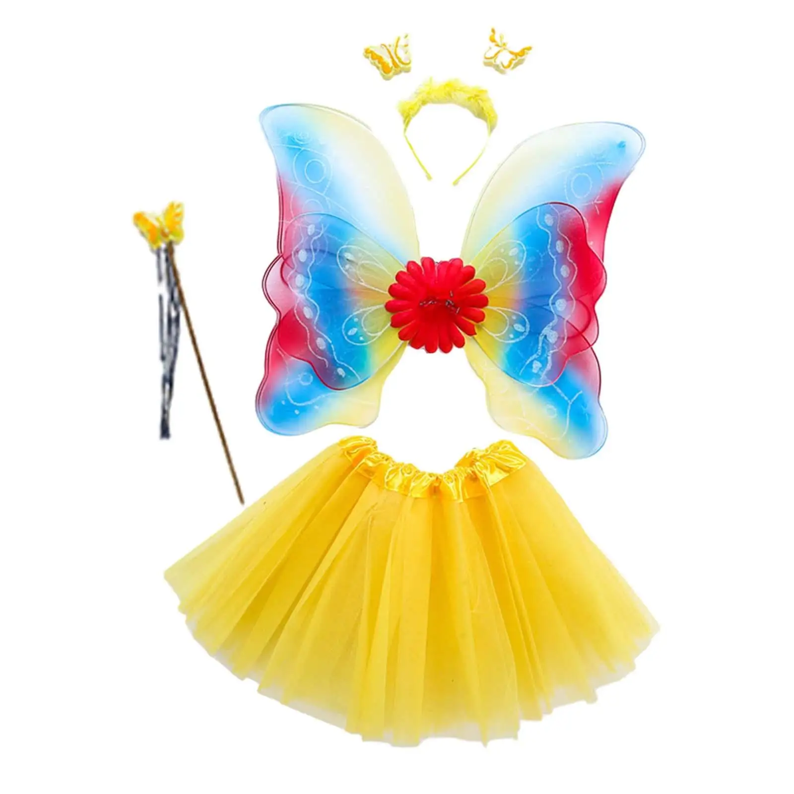 4x Girls Fairy Costume Dreamlike Butterfly Wing Kids Princess Cosplay Dress up Accessories for Birthday Role Play Party Favors