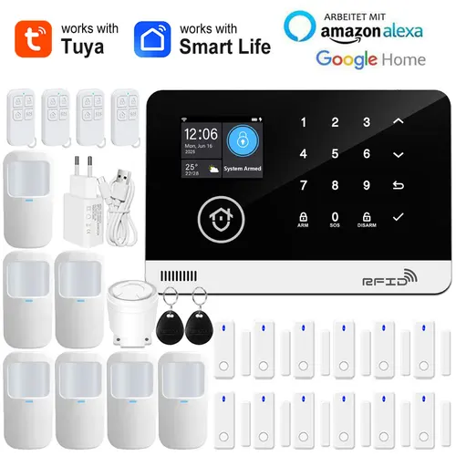 Imagen 1 del producto Tuya WiFi inteligente GSM sistema de alarma de seguridad para el hogar-teclado táctil RFID APP Control inalámbrico antirrobo con volumen ajustable