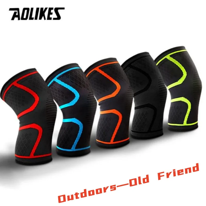 

AOLIKES 1Pair Fitness Running Cycling Knee Support Braces Elastic Nylon Sport Compression Knee Pad Sleeve For Basketball