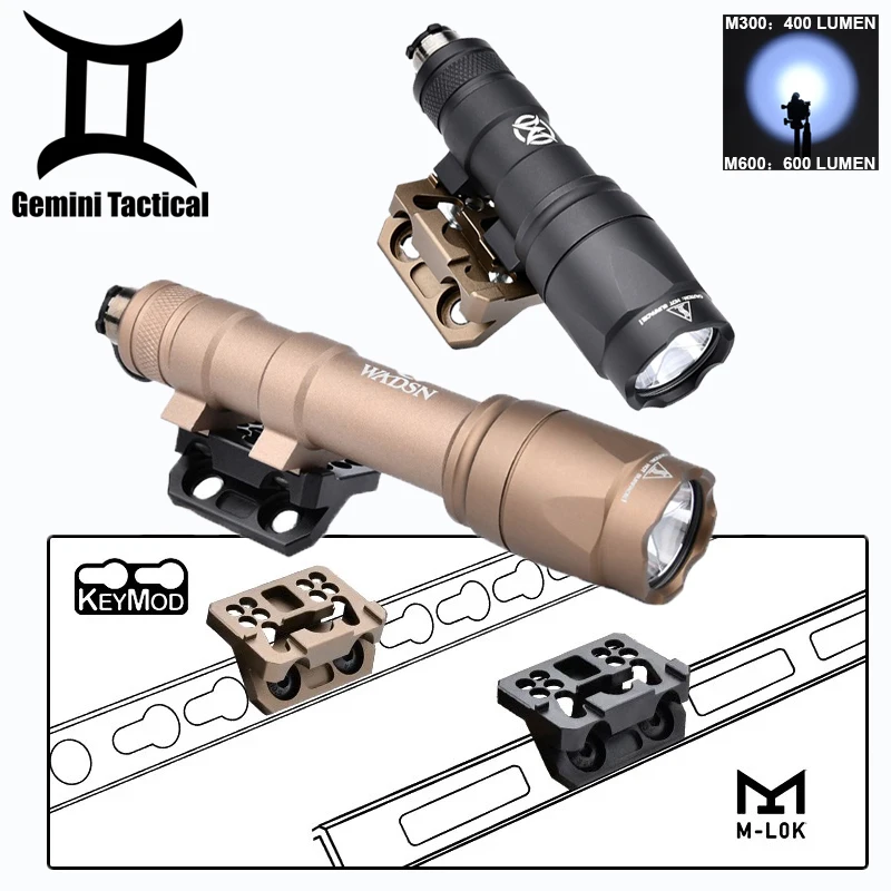 Airsoft Wadsn M300 M600 Flashlight 45 Degree Offset Base Thorntai Metal Scout Light Mount For MLOK Keymod 20MM Picatinny