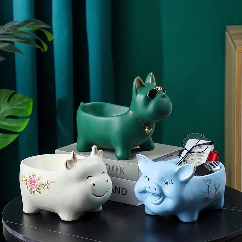 

Modern ceramic elephant decoration cosmetics key storage porch living room table Cow Elephant figurine ornaments for home decor