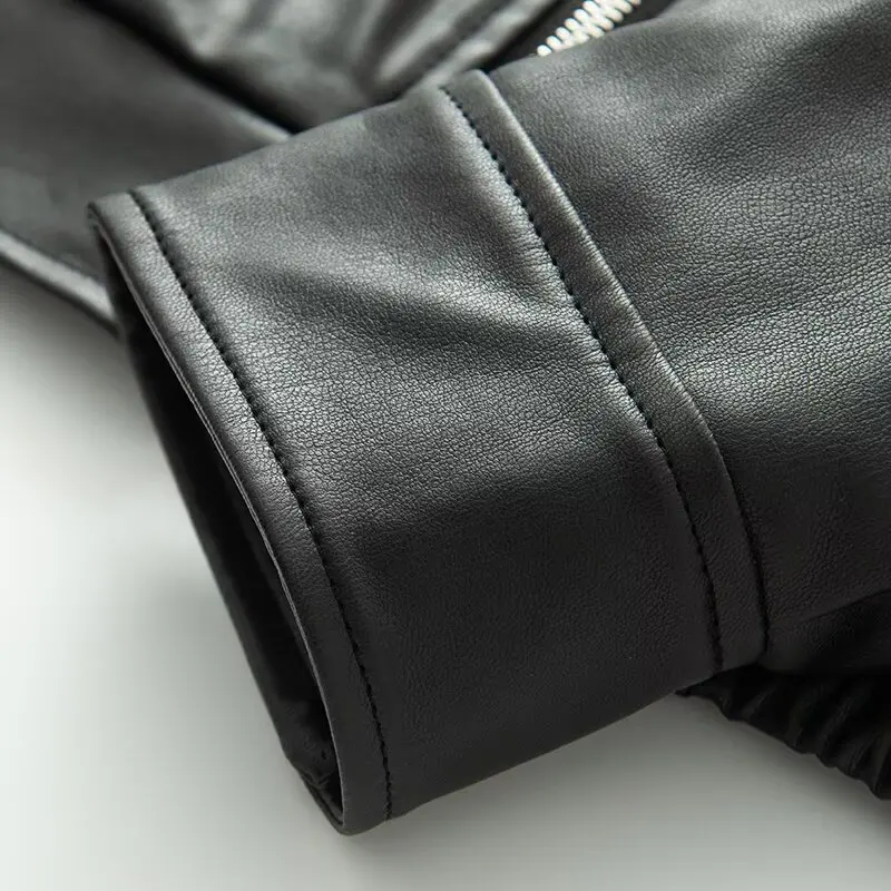 سترة جلدية للنساء من HipSeam مع سحاب للخريف على الطراز الأوروبي وأكمام طويلة وياقة على شكل طية صدر السترة معاطف نسائية أنيقة