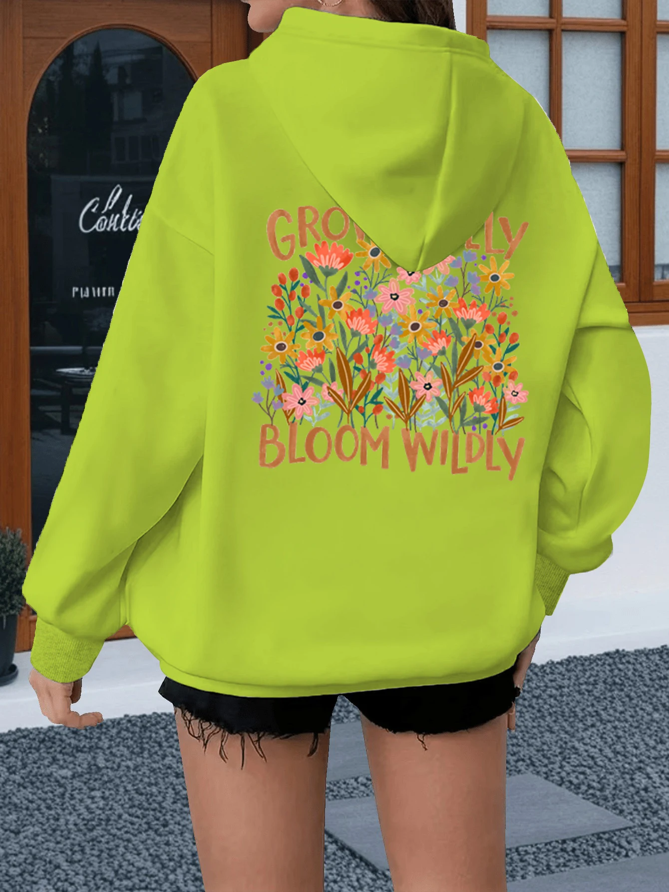 بوهو ديزي الزهور البلوز "النمو بحرية يزهر البرية" الزهور البرية الاتجاه هوديي المرأة طويلة الأكمام خمر الأزهار بوهيميا هودي #3