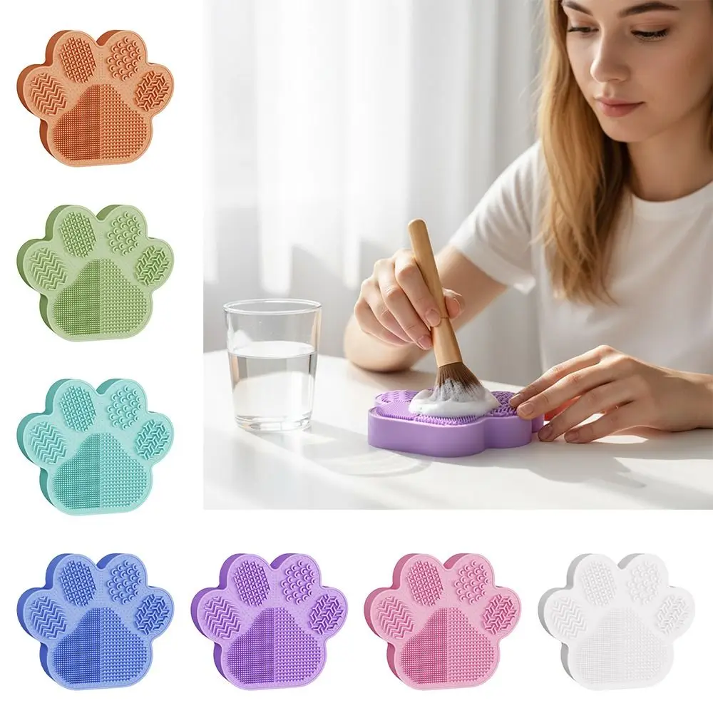 2-in-1 schoonmaakgereedschap voor make-upborstels Cartoon kattenpoot Veelkleurige displaystandaard Rek Multifunctionele siliconen borstels Droogplank