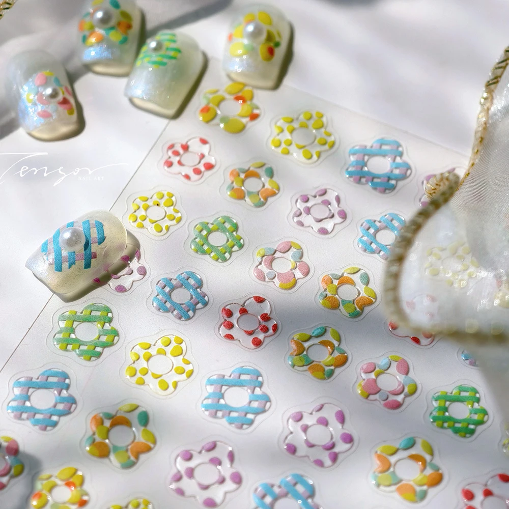 Alegre dopamina flores feliz floral 5d arte do prego adesivos geléia pétalas colorido auto adesivo decoração manicure decalque diy