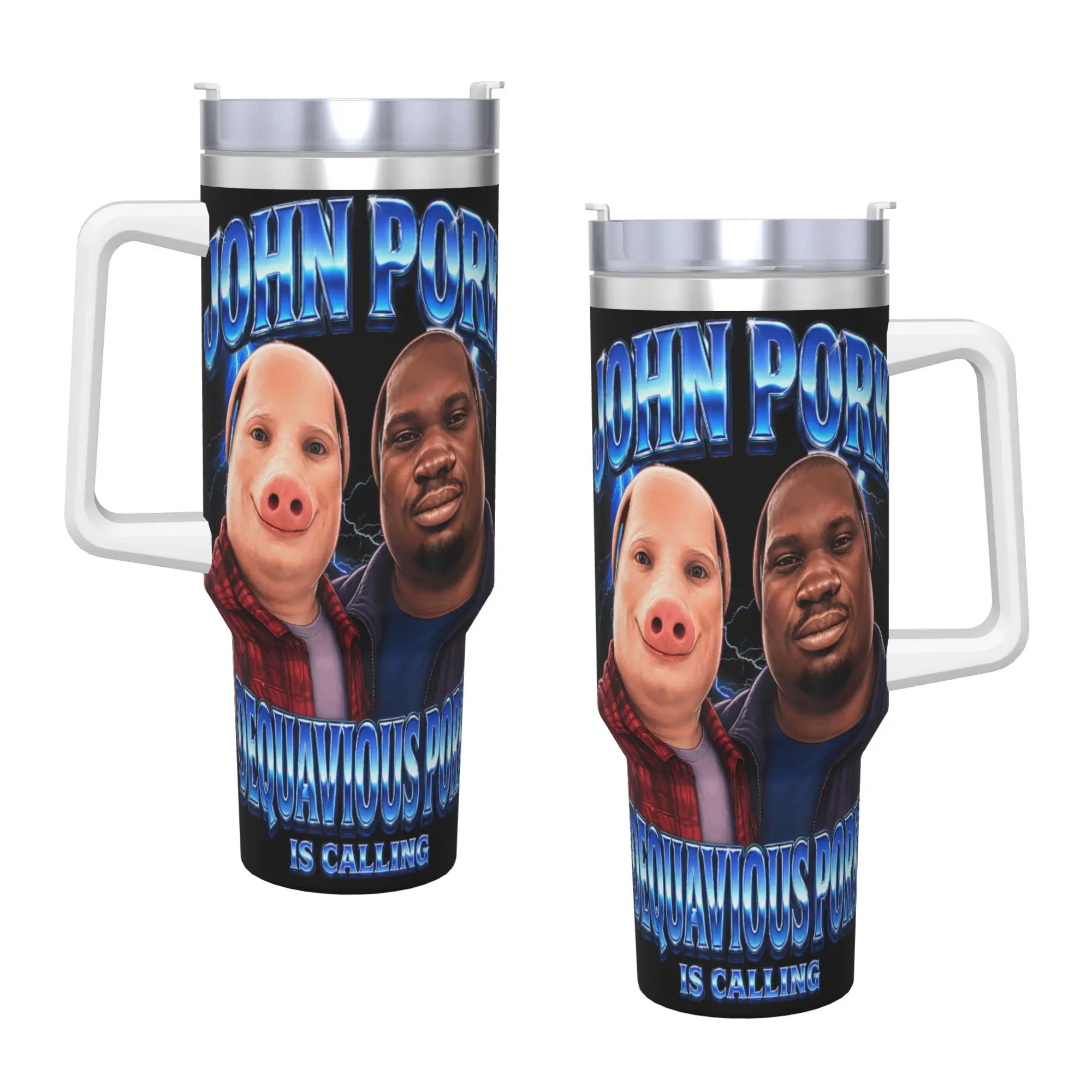 John Pork Dequavious Pork is Calling Meme Stainless Steel Tumbler  Beach Thermal Mug 40oz Car Mugs Cold and Hot Water Bottle