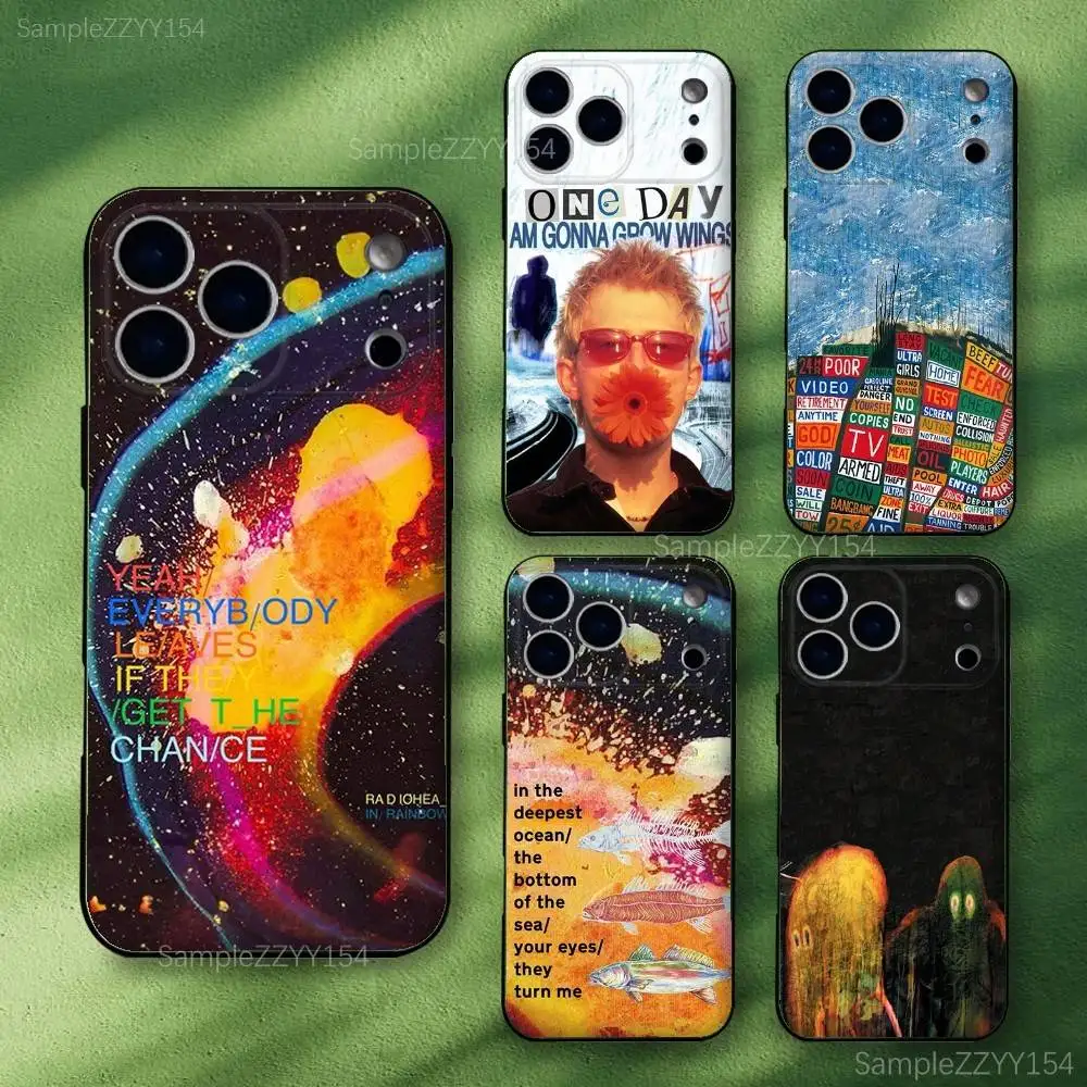 R-RadioheadS In Rainbows Funda de teléfono para iPhone 17,16,15,14,13,12,Pro,Max,Plus,E,SE4,Air,Mini Funda suave negra