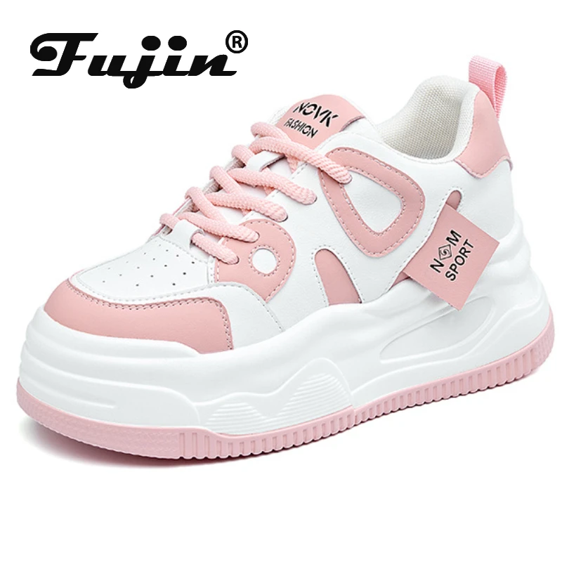 

Fujin 8cm Comfy Genuine Leather Chunky Sneakers Autumn Thick Soled Spring Vulcanize Women Platform Wedge Fashion Ladies Shoes