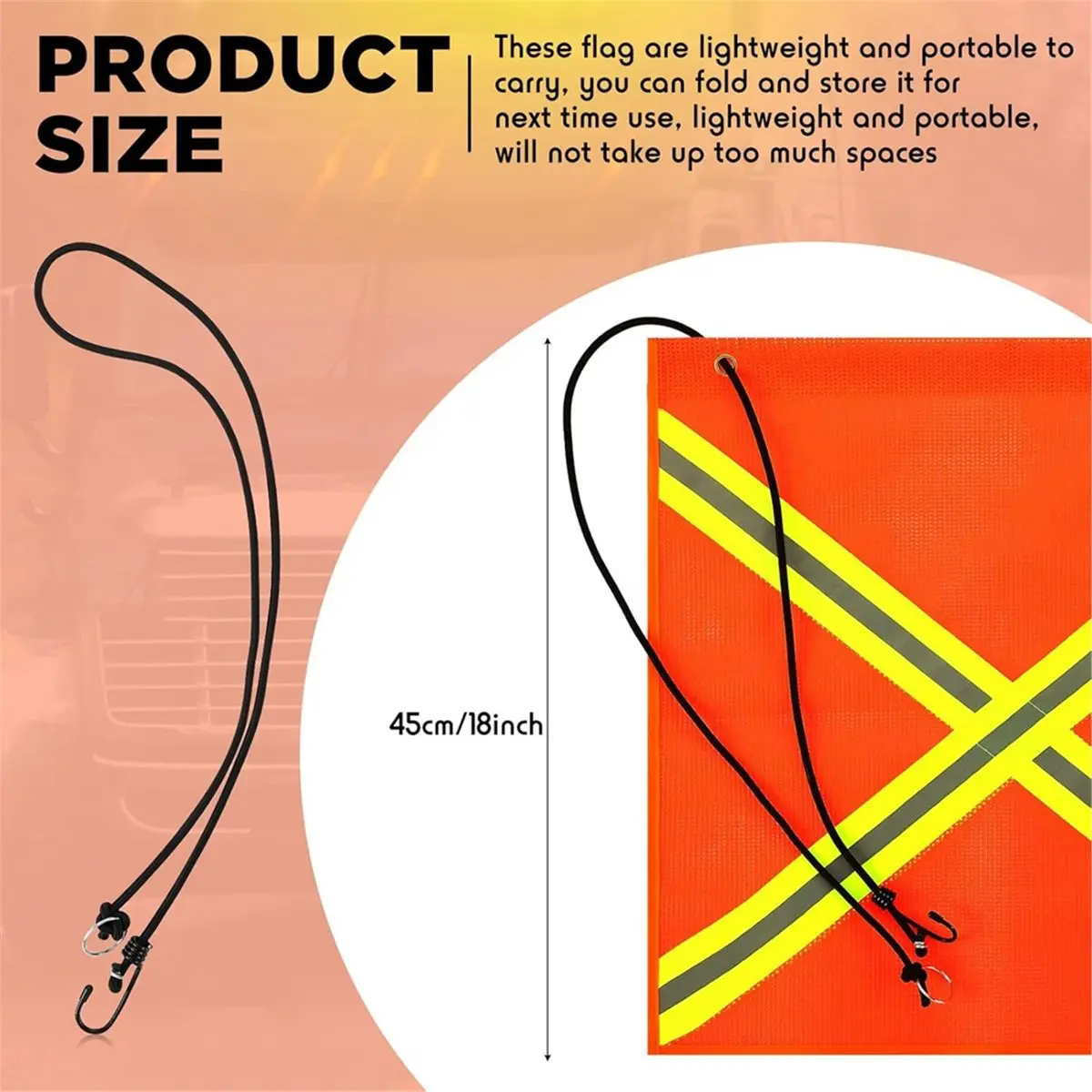 Big Discount 2 Pcs 18 X 18 Inch Safety Flag Mesh Weather Proof Warning Flag with Grommet and Bungee Cord and Reflective Strip