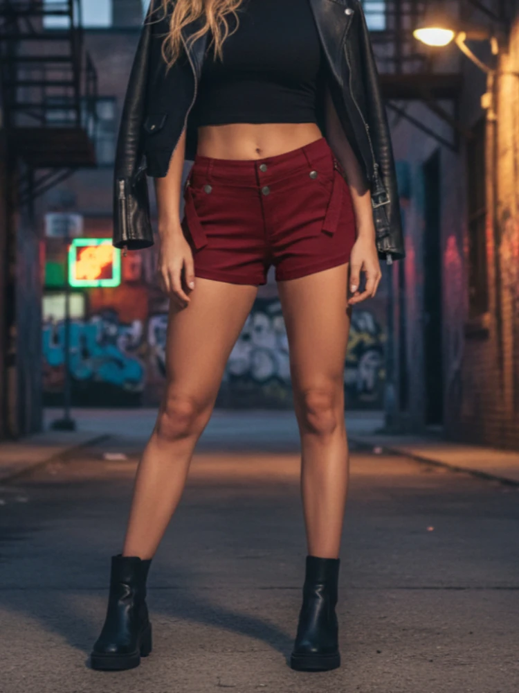 

Летние шорты Hotsweet для женщин: джинсовые, в корейском винтажном стиле, облегающие, повседневные, с низкой талией, модные, клубный стиль, однотонные, Y2K, сексуальные