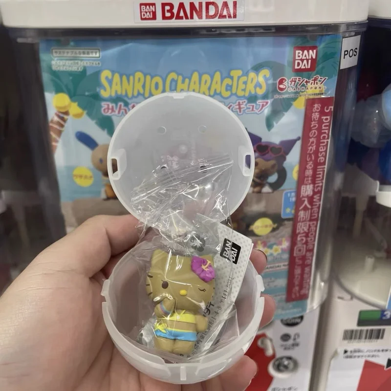 정품 반다이 가샤폰 산리오 캐릭터 여름 휴가 헬로 키티 쿠로미 멜로디 다니엘 장난감 선물 수집용 모델 장식품