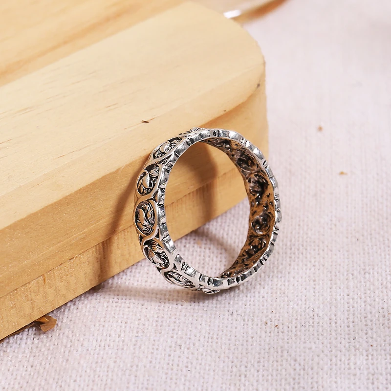 Vintage Lotus Flower Rings For Women Boho Style Finger Ring Bride Wedding Engagement Statement Jewelry Gifts
